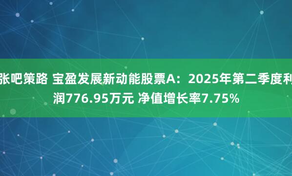 张吧策路 宝盈发展新动能股票A：2025年第二季度利润776.95万元 净值增长率7.75%